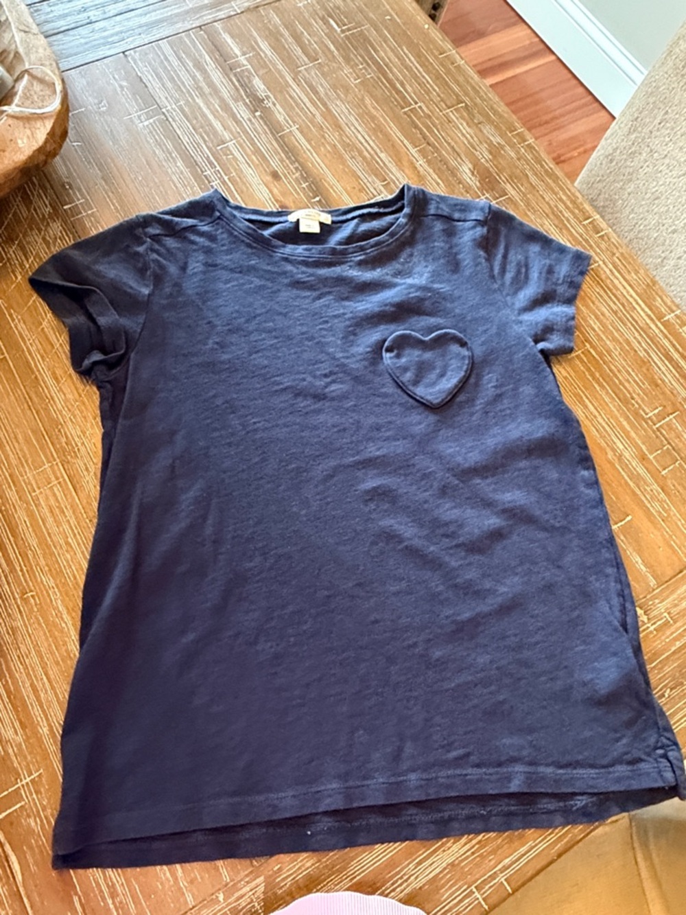 Crewcuts Navy Short Sleeve Tee with Heart Pocket